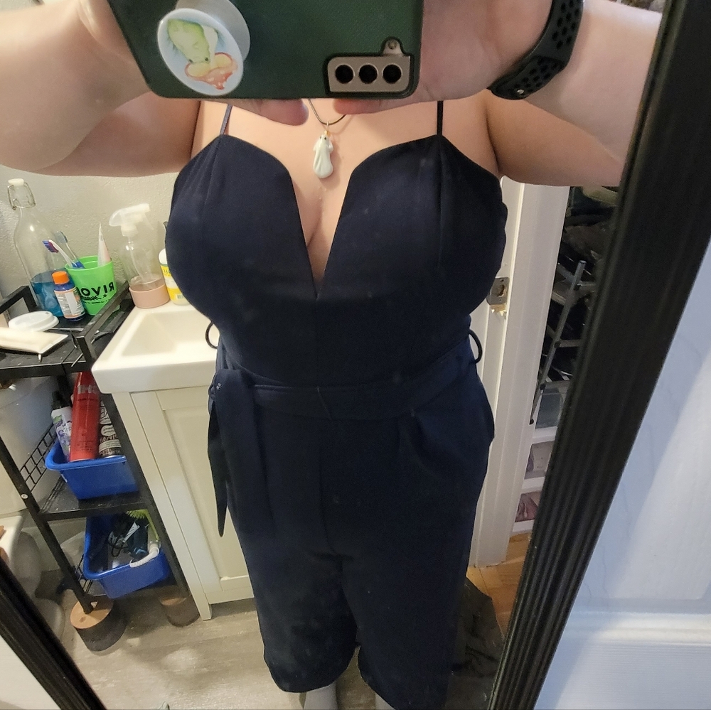 Navy Blue Jumpsuit with Spaghetti Straps